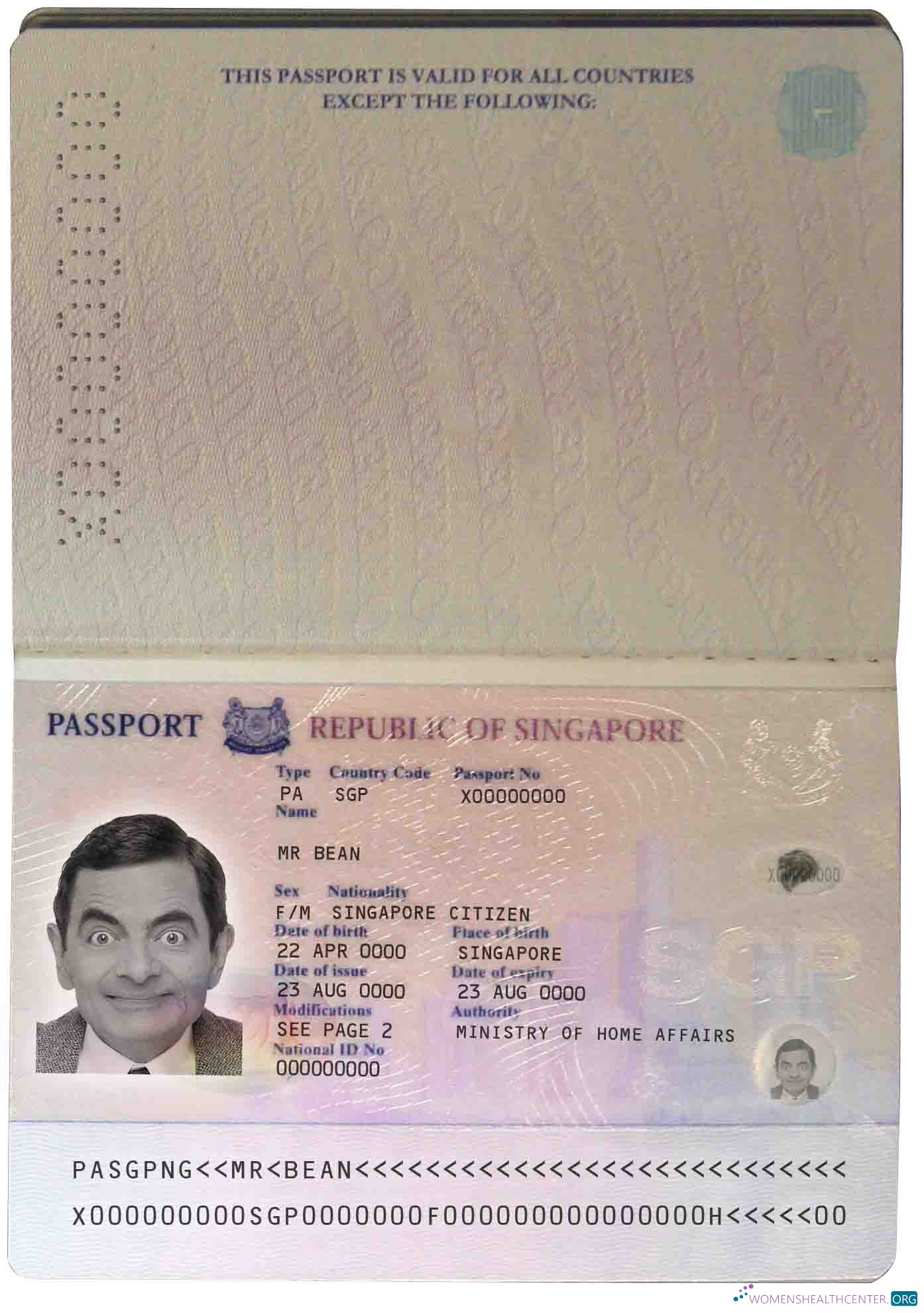 Download Singapore passport (2006 2017) Photoshop template